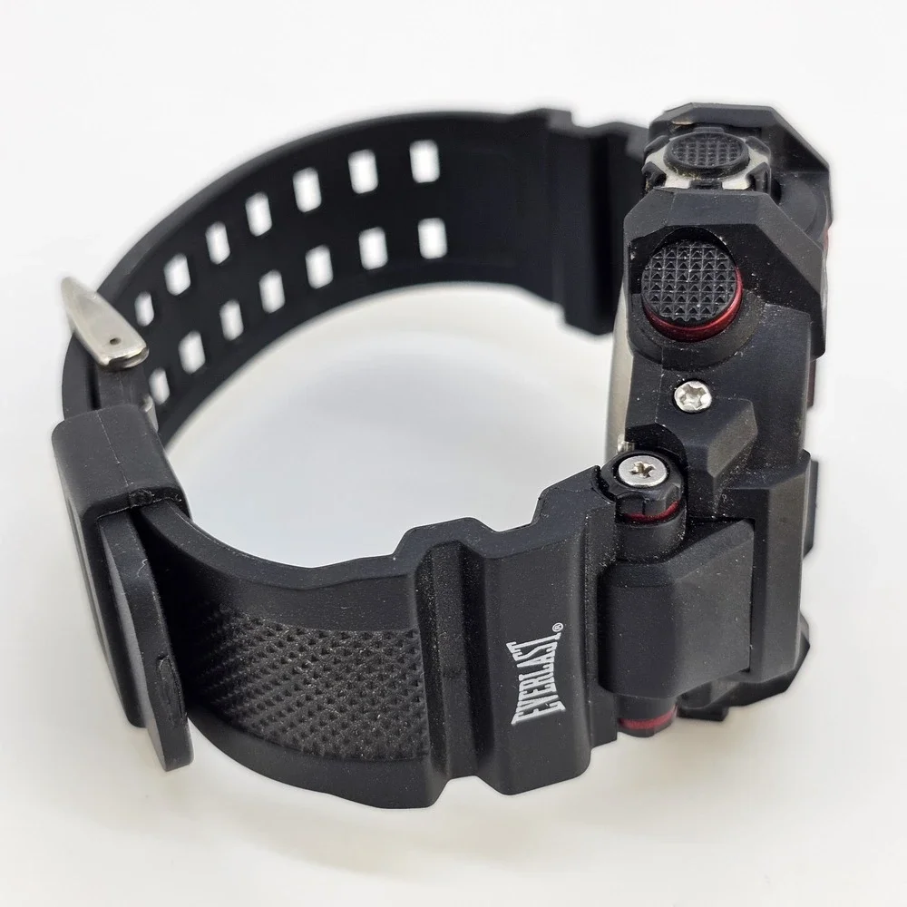 Everlast Sport Digital‎ Men's Watch 52MM Black Case Plastic Bands New Battery